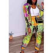 Lovely Leisure Printed Yellow Two-piece Pants Set
