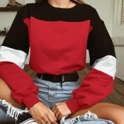 Lovely Casual Patchwork Red Sweatshirt