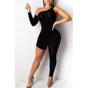 Lovely Trendy Asymmetrical Black One-piece Jumpsui