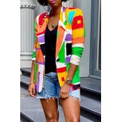Lovely Chic Color-lump Patchwork Multicolor Coat