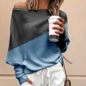 Lovely Work Color-lump Blue Sweater