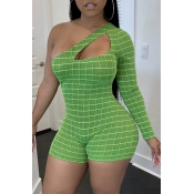 Lovely Casual One Shoulder Green One-piece Romper