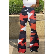 Lovely Casual Camouflage Printed Red Pants