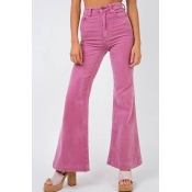 Lovely Casual Flared Pink Pants