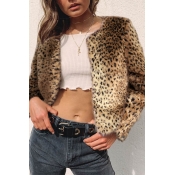 Lovely Casual Leopard Printed Short Coat