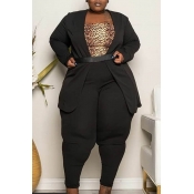 Lovely Casual Basic Black Plus Size Two-piece Pant