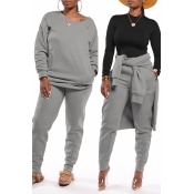 Lovely Casual Basic Grey Two-piece Pants Set
