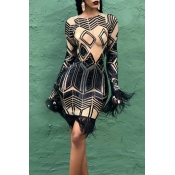 Lovely Casual Patchwork Black Mini Dress