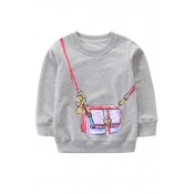 Lovely Casual Printed Light Grey Sweatshirt Girls 