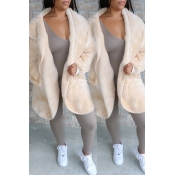 Lovely Casual Pocket Patched White Coat