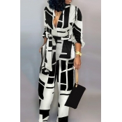 Lovely Casual Color-lump Black And White One-piece