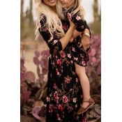 Lovely Bohemian Printed Black Mother Ankle Length 