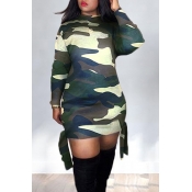 Lovely Casual Camouflage Printed Mini Dress