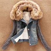 Lovely Casual Basic Blue Coat