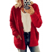 Lovely Casual Basic Red Teddy Coat