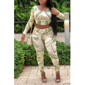 Lovely Trendy Printed Light Green Two-piece Pants 