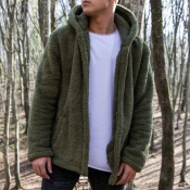 Lovely Casual Hooded Collar Green Coat