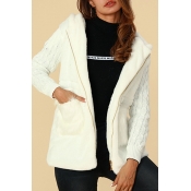 Lovely Trendy Patchwork White Cotton Coat