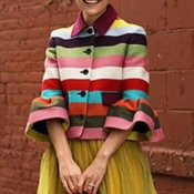 Lovely Casual Striped Multicolor Coat