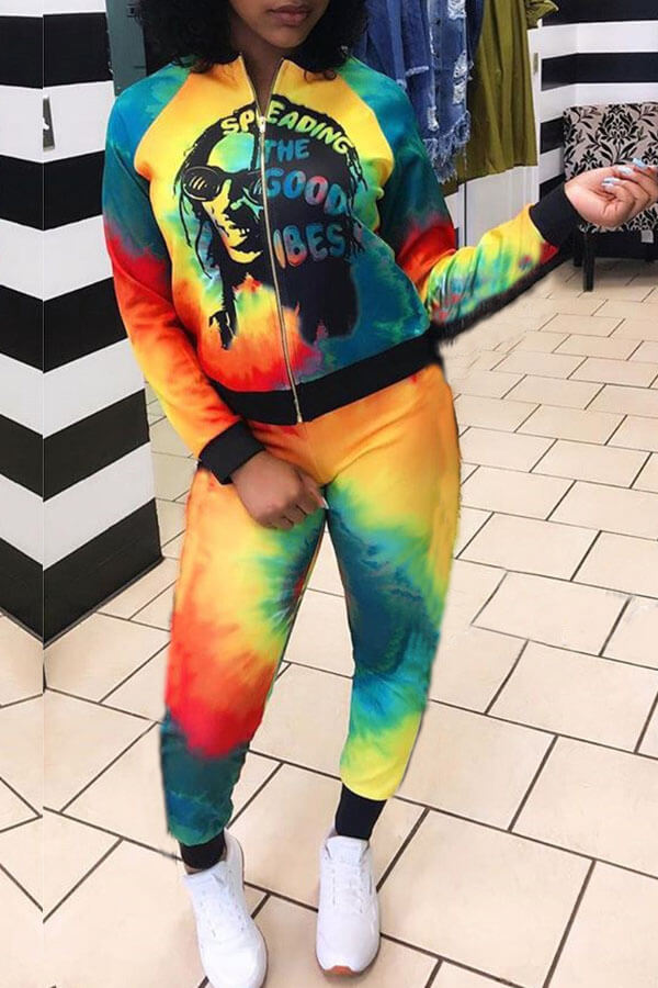 Lovely Street Printed Multicolor Two-piece Pants Set
