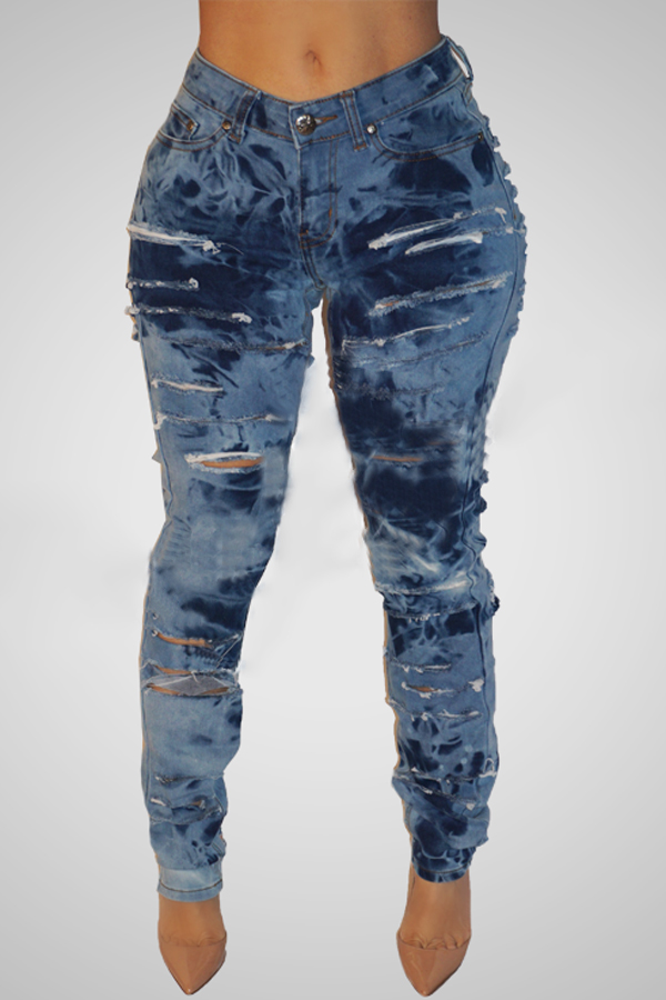 Lovely Chic Broken Holes Blue Jeans