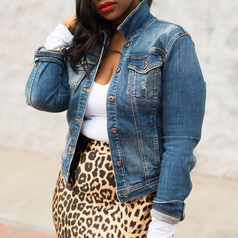 Lovely Casual Buttons Design Blue Jacket