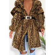 Lovely Trendy Loose Leopard Printed Coat(Without B