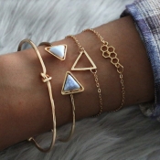 Lovely Trendy Geometric 4-piece Gold Bracelet