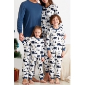 Lovely Family Printed White Mother Two-piece Pants