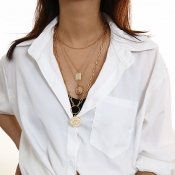 Lovely Casual Layered Gold Alloy Necklace