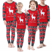 Lovely Family Printed Red Girls Two-piece Pants Se