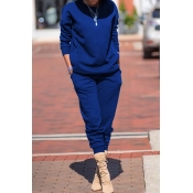 Lovely Leisure Basic Blue Two-piece Pants Set