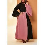 Lovely Casual Patchwork Black Knee Length Plus Siz