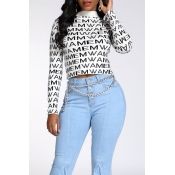 Lovely Casual Letter Printed White Sweater
