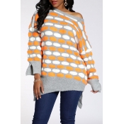 Lovely Casual Dot Printed Grey Sweater