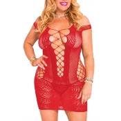 Lovely Sexy Hollow-out Red Babydolls