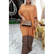 Lovely Casual Patchwork Leopard Printed Floor Leng