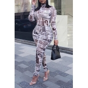 Lovely Street Turtleneck Printed White Two-piece P