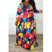 LW Plus Size Trendy Print Multicolor Maxi Dress