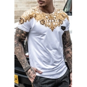 Lovely Casual O Neck Printed White T-shirt
