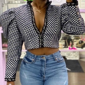 Lovely Casual Plaid Black Coat