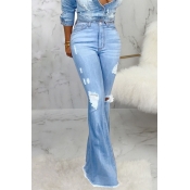 Lovely Casual Flared Baby Blue Jeans