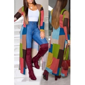 Lovely Casual Color-lump Patchwork Coat