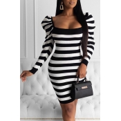Lovely Sweet Striped Black Mini Dress