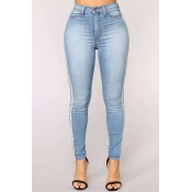 Lovely Casual Patchwork Sky Blue Jeans