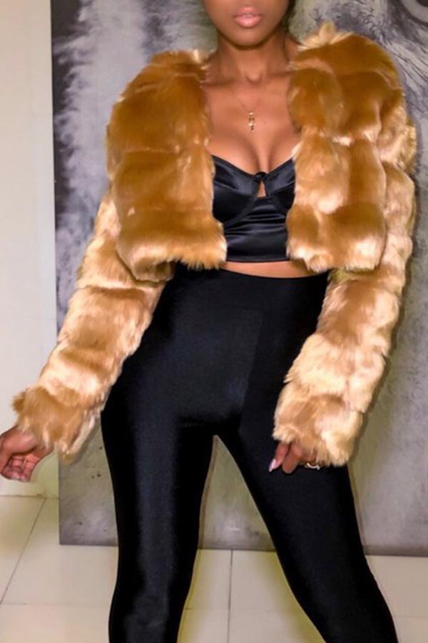 Lovely Casual Lip Gold Coat
