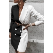 Lovely Casual Basic Patchwork Black Blazer