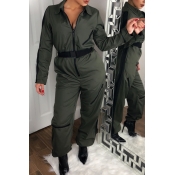 Lovely Casual Zipper Design Army Green One-piece J