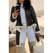 Lovely Casual Asymmetrical Patchwork Black Coat