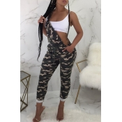 Lovely Casual Camo Army Green One-piece Jumpsuit